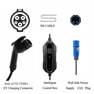 Carro elettrico nero portabile per la casa 10A 16A 20A 24A 32A caricabatterie Ev per la sostituzione / riparazione