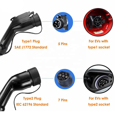 Stazione di ricarica delle batterie delle auto elettriche Caricatore portatile per veicoli elettrici Modalità 2 IEC 62196 Fast AC 8A-16A