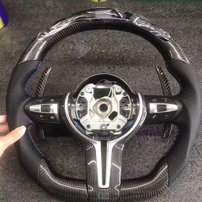 BMW F10 F30 E60 E90 G30 E46 E92 Volante in fibra di carbonio e pelle nera