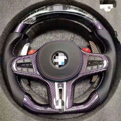 BMW F10 F30 E60 E90 G30 E46 E92 Volante in fibra di carbonio e pelle nera