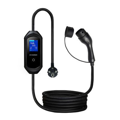 Display LCD caricabatterie portatili di tipo 2 da 7 kW con presa blu CEE e corrente regolabile