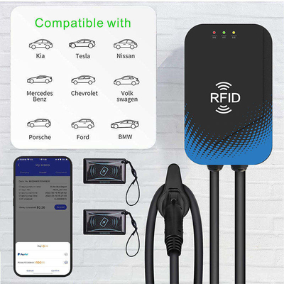 CE Certificato 7 Kw Wallbox Ev Charger con autenticazione dell'utente RFID ISO/IEC 14443A/B